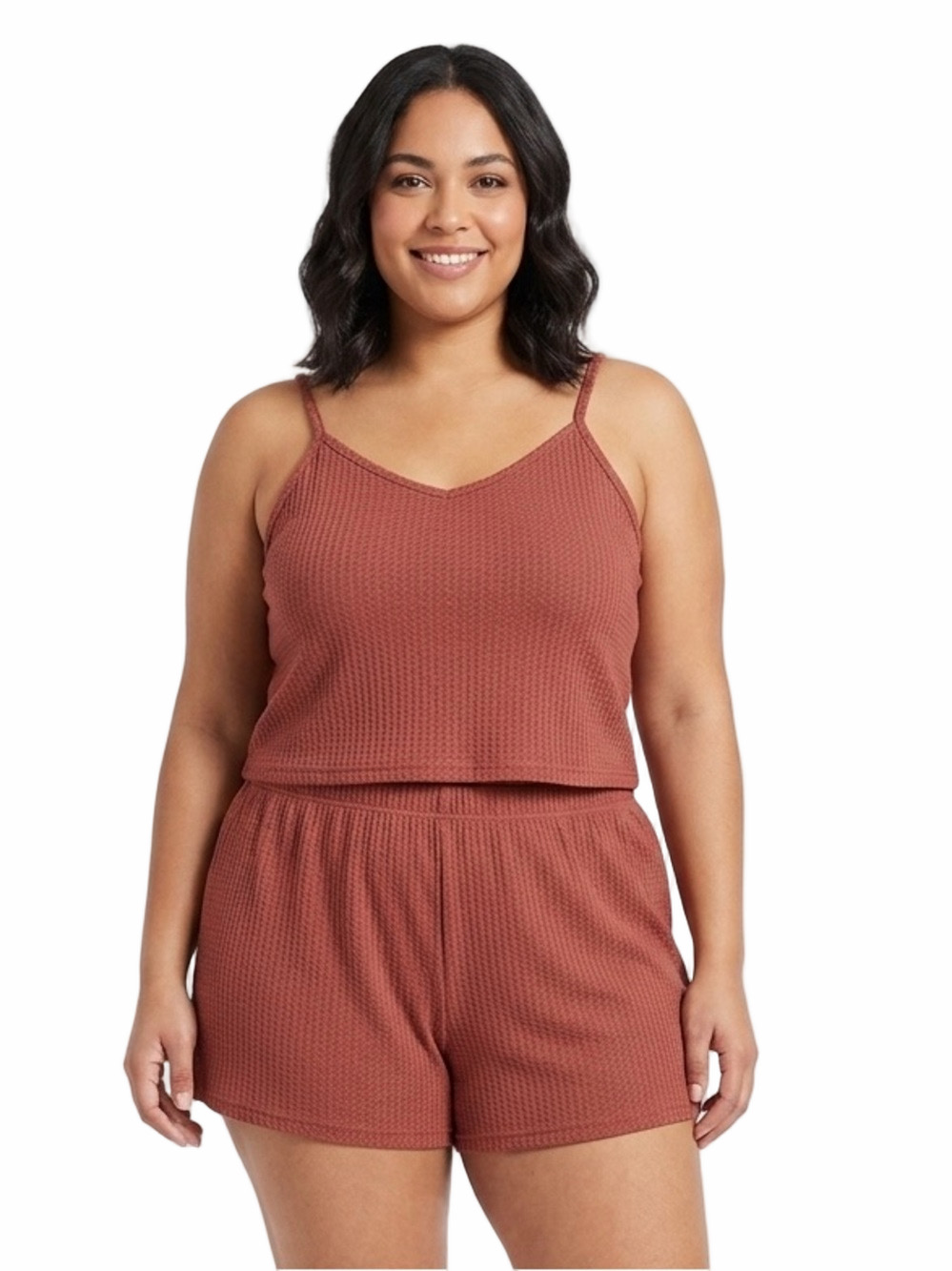 NEW Waffle Knit Cami Tank Top & Shorts Sleep Set Summer Loungewear Plus Sz 2X